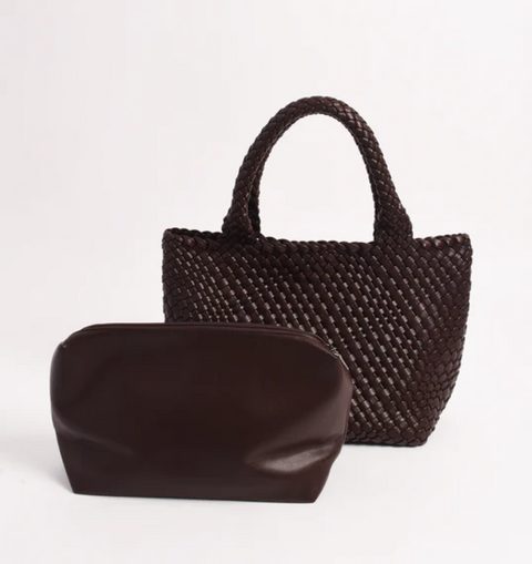 Bethany Woven Midi Tote Chocolate