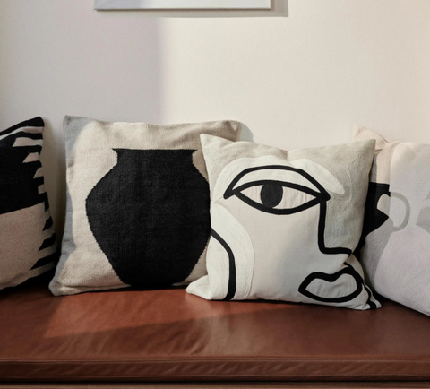 Broste Cushion Delphine Black Beige