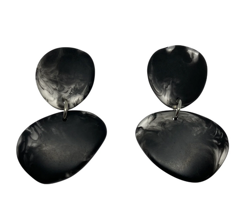 Flat Bead Earring BLACK