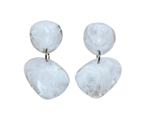 Flat Bead Earring WHITE