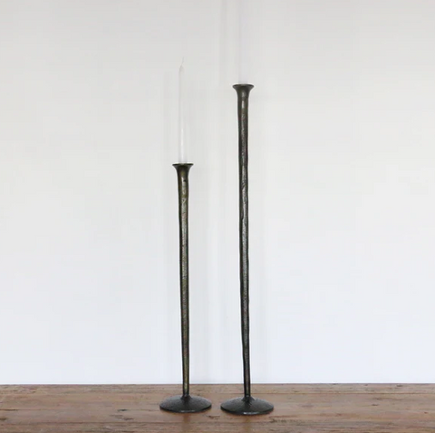 Forged Tall Candlestick Bronze