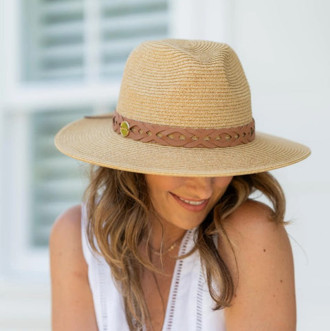 Hazel Panama Hat - Caramel Braid Traim