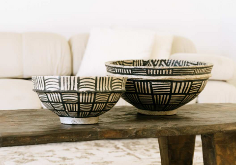 Paper Mache Bowl B&W Large