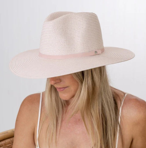 Patrice Wide Brim Pale Pink Hat