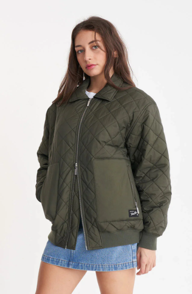 Huffer Quilted Longline Bomber Jacket Cypress