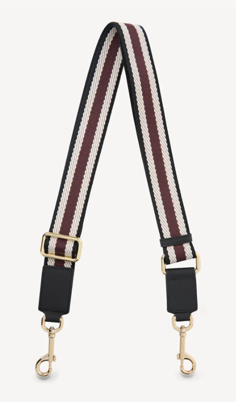Feature Strap Webbing Black + White + Merlot