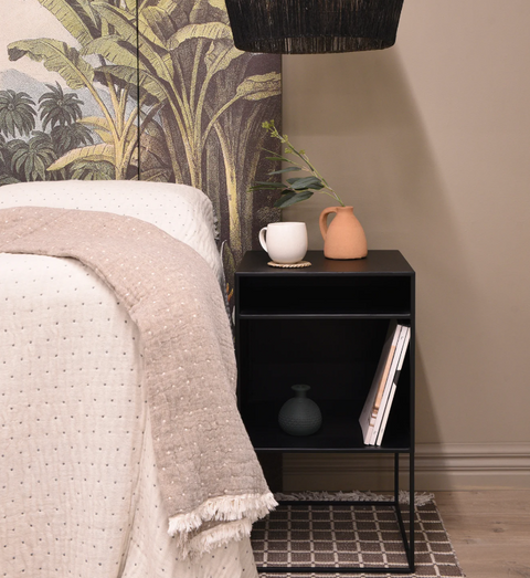 STUDIO Bedside Cabinet w/Shelf Large Black