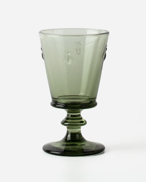 Set 4 Bee wine glass 240 mls dark green