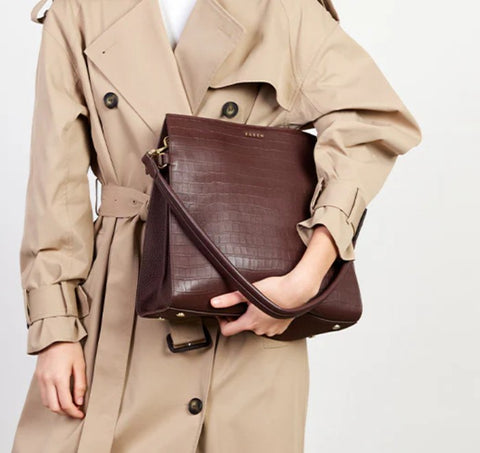 Beatrice Shoulder Bag Espresso Croc
