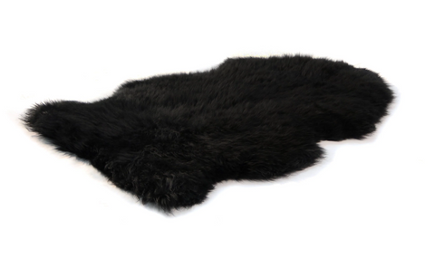 Longwool Sheepskin Rug Black Single