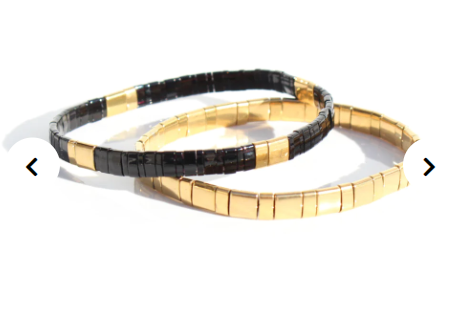 Bracelet - Glass Bead Duo - Black/Gold