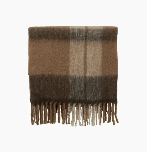 Canopy Plaid Tassel Throw - Beige