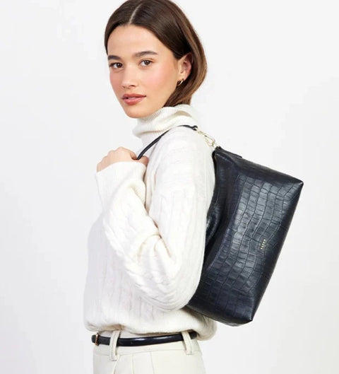 Claudia Shoulder Bag Black Croc
