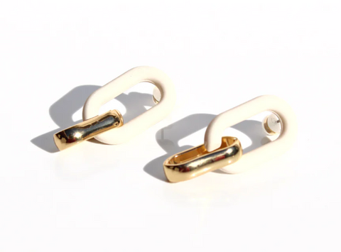 Earrings - Statement Link - Ivory