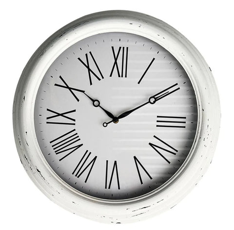 Huxley Clock Antique White 45 x 45cm