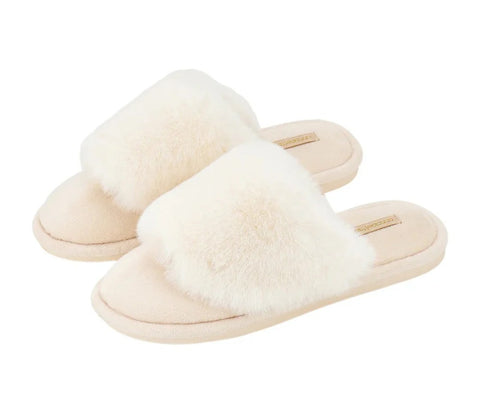 Cosy Luxe Slippers Ivory- M/L