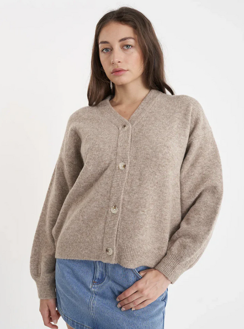 Huffer Kendall Cardigan Oat Marle