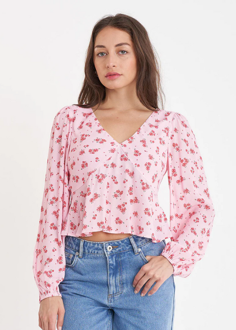 La Rosa Cleo LS Top Blush Floral