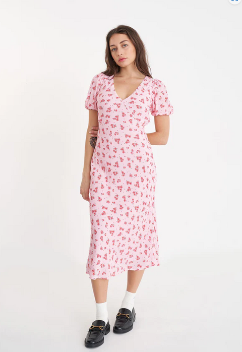 La Rosa Cleo Midi Dress Blush Floral