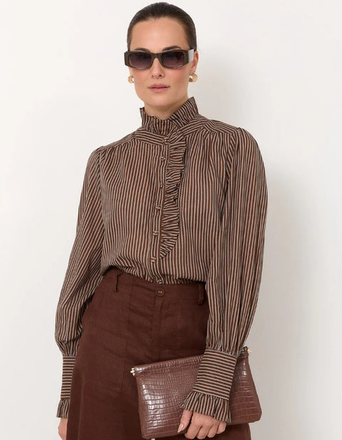 Maeve Stripe Shirt - Chocolate