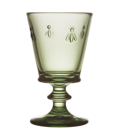 Set 4 Bee wine glass 240 mls olive green