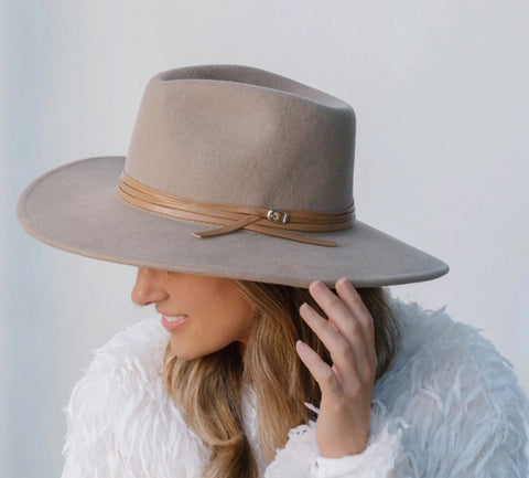 Tessa Wool Panama Hat - Taupe