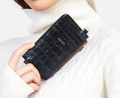 Winona Card Holder Black Croc