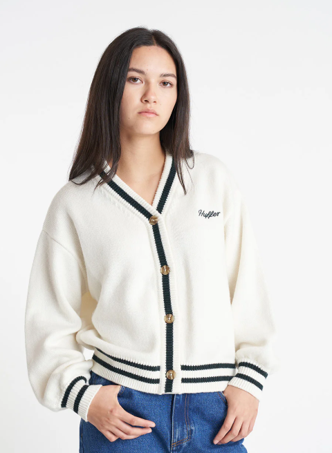 Aces Knit Cardigan Chalk / Emerald
