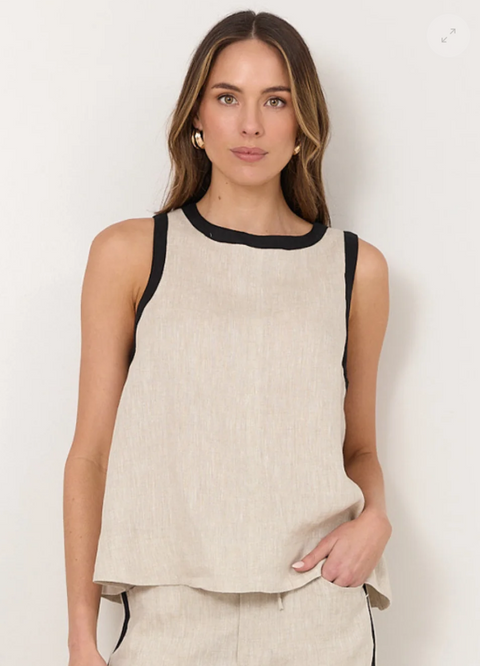 Amira Linen Sleeveless Top Natural