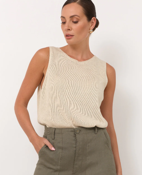 Beau Sleeveless Knit Top Natural