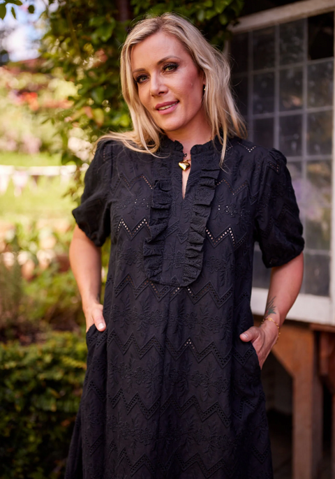 Belle Dress Black Broiderie