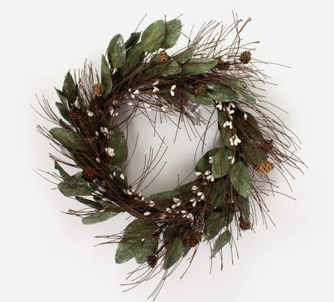 White Berry and Pinecone Wreath Large