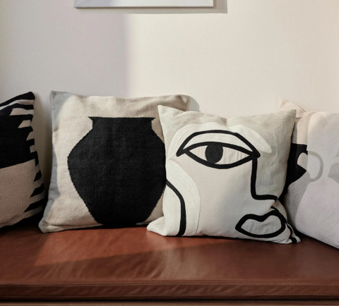 Broste Cushion Manon Black Beige