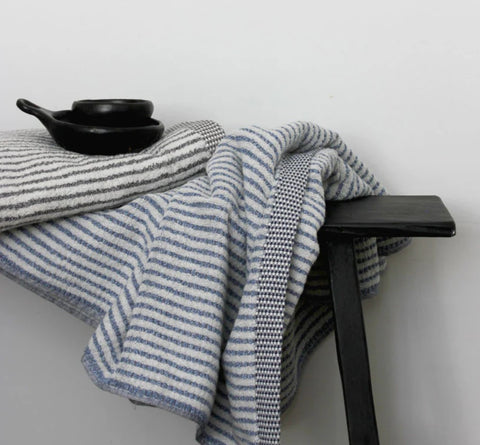 Chambray Stripe Blue Bath Towel