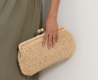 Clip Top Enlongated Clutch Natural