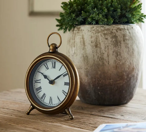 Desk Clock Antique Gold