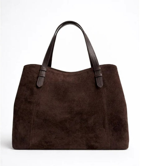 HAWTHORN Leather & Suede Tote - Chocolate