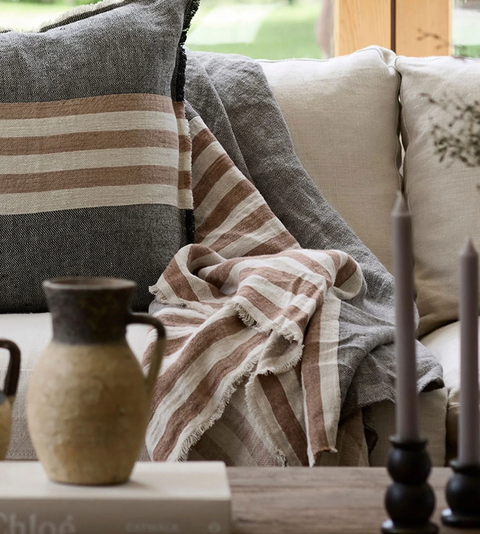 Herringbone Stripe Black Spice Throw