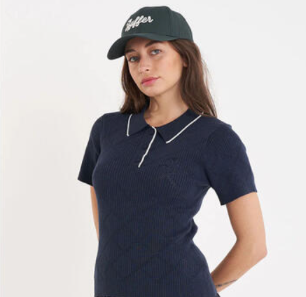 Diamond Knit Polo Navy