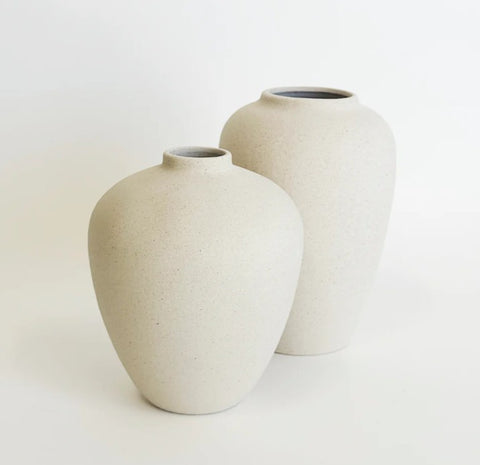 Ivory Textured Orb Flower Vase 18cm