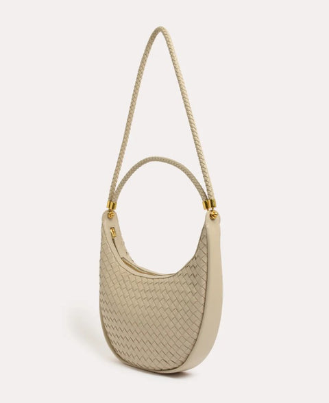 Jordan Curved Plait Handbag - Stone