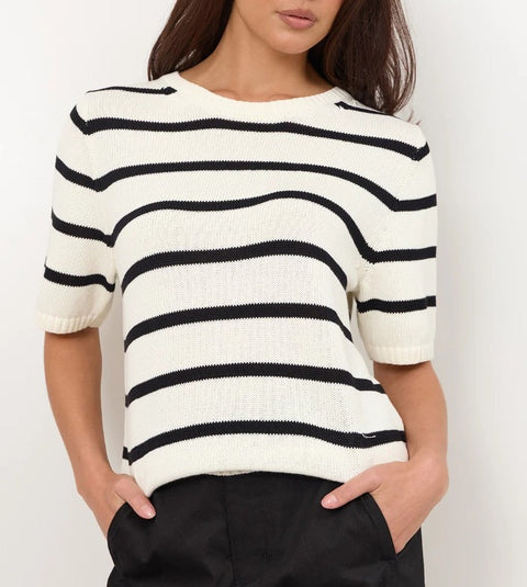 Kai Stripe Knit Top- Black/Cream