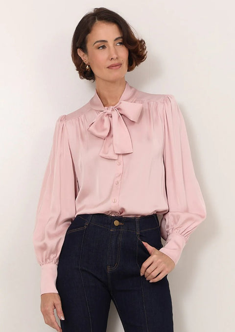 Melody Tie Neck Shirt Pink