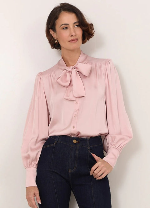 Melody Tie Neck Blouse - Pink
