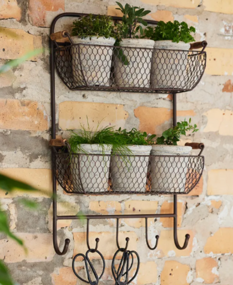 Mesh Wall Shelf with Hooks