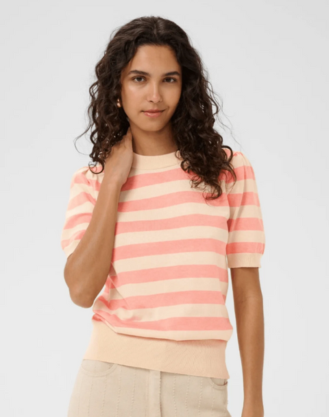 Mila SS Pullover Blooming Ivory Stripe