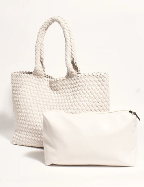 Mimi Woven Slouch Bag Cream