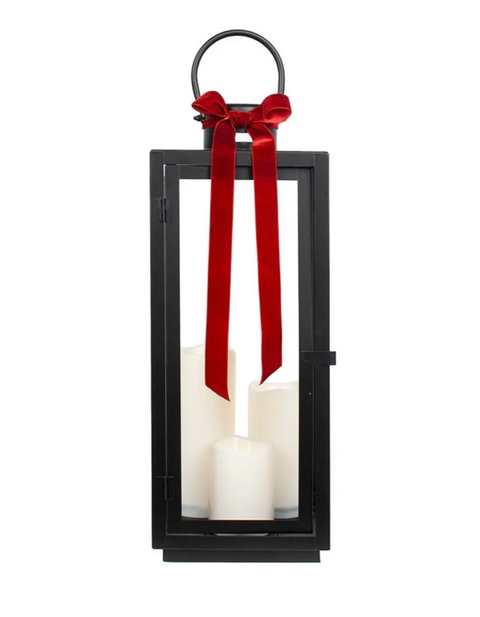 Noir Lantern w 3 LED Candles Black