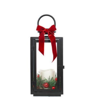 Noir Lantern w 1 LED Candle Black
