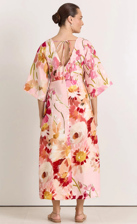 Odette Linen Midi Dress Cotswold Print